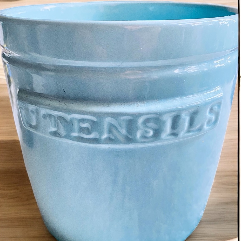 Home Essentials Aqua Blue Utensil Crock